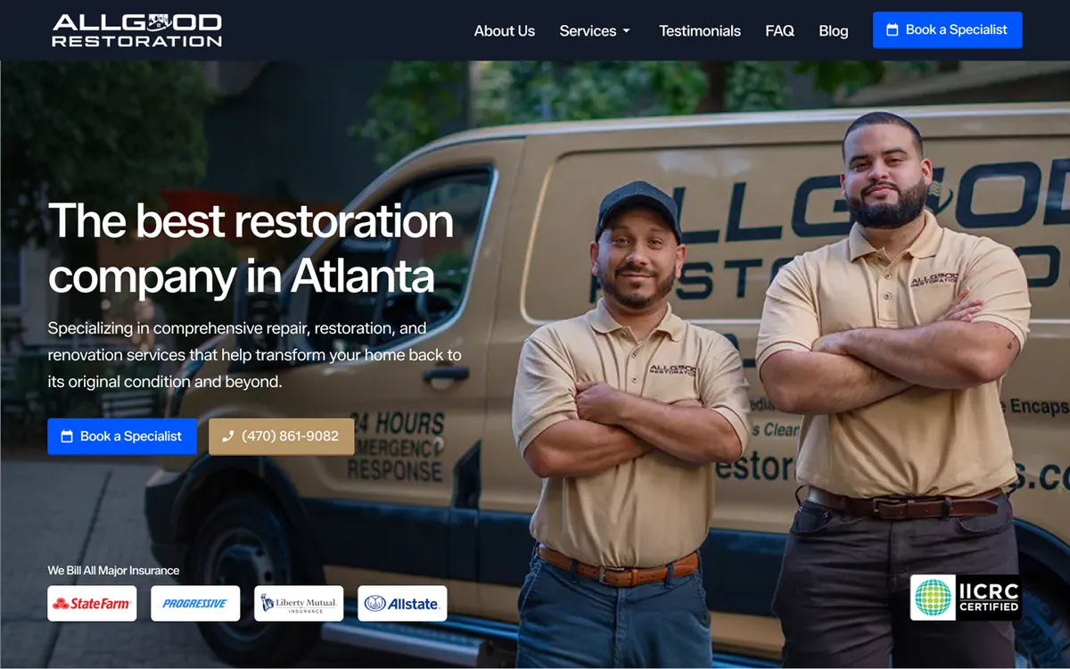 Allgood Restoration website