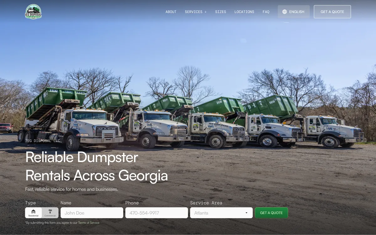 IEG Disposal LLC. website