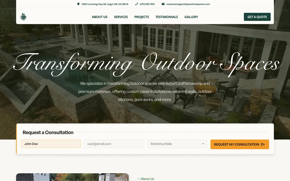 Peachtree Pavers website