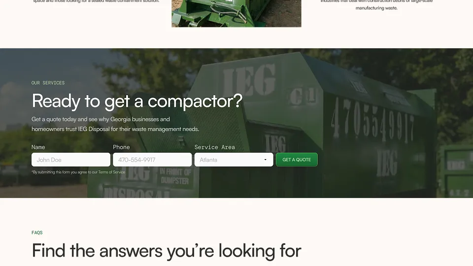 IEG's secondary lead generation form