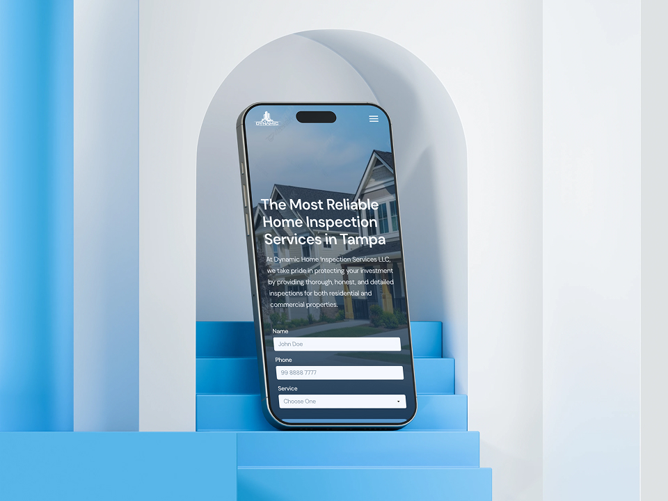 Mockup of dynamic home inspections Landing Page.