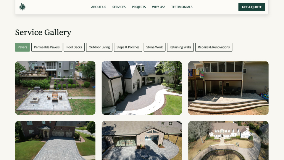 Gallery with service filters